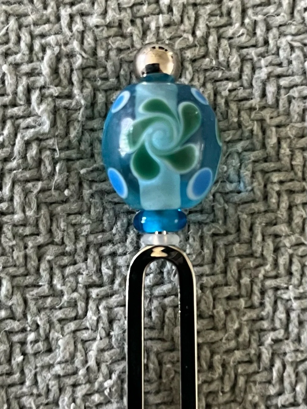 Handmade Japanese Kanzashi Glass Bead Hair Pin - Purchased in Aomori, Japan